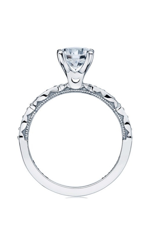Tacori Crescent Collection Marquise Shaped Design Scalloped Round Bead Set Diamond Engagement Ring