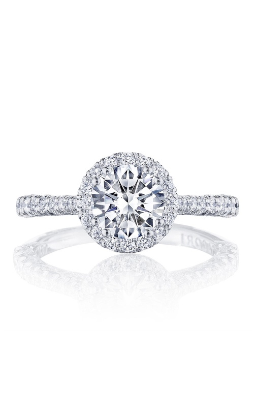 Tacori Petite Crescent Collection French Pave Bloom Halo Diamond Engagement Ring