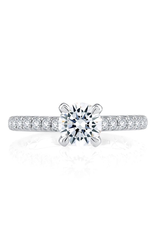 A.Jaffe Classics Collection Round Diamond Engagement Ring with Rose Quilted Inlay