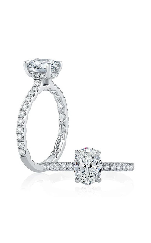 A.Jaffe 3/4 Way Round Prong-Set Diamond Engagement Ring Pav? Gallery and Quilted Inlay Diamond .43cttw