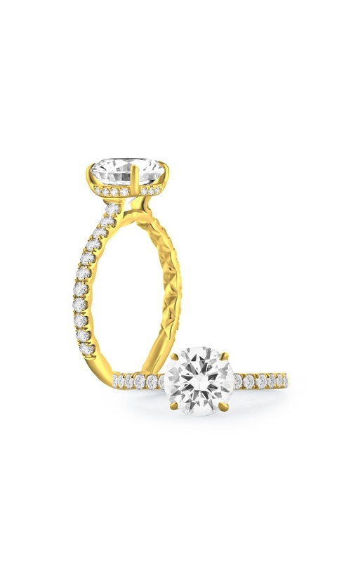 A.Jaffe Quilted Collection Pave Diamond Yellow Engagement Ring for 1ct Round