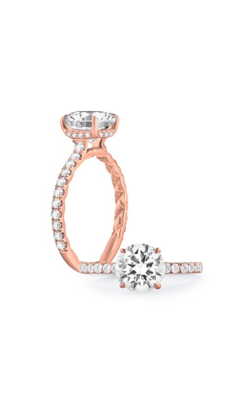 A.Jaffe Quilted Collection Pave Diamond Rose Engagement Ring for 1.50ct Round