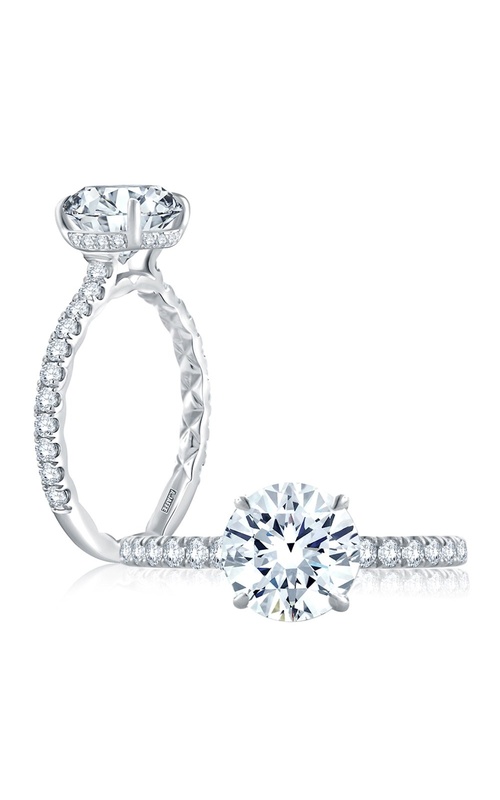 A.Jaffe Quilted Collection Pave Diamond White Engagement Ring for 1ct Round