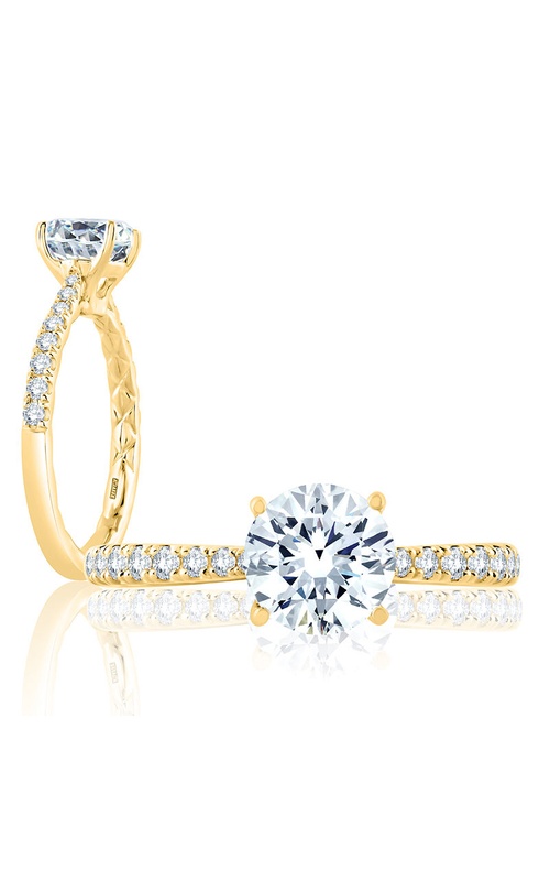 A.Jaffe Quilted Collection Graduated Pave Diamond Engagement Ring with Pave Diamond Accented Head