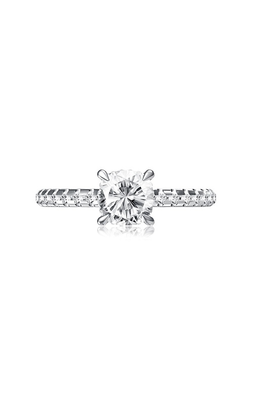 A.Jaffe Quilted Collection Pave Diamond White Engagement Ring for 1.25ct Cushion