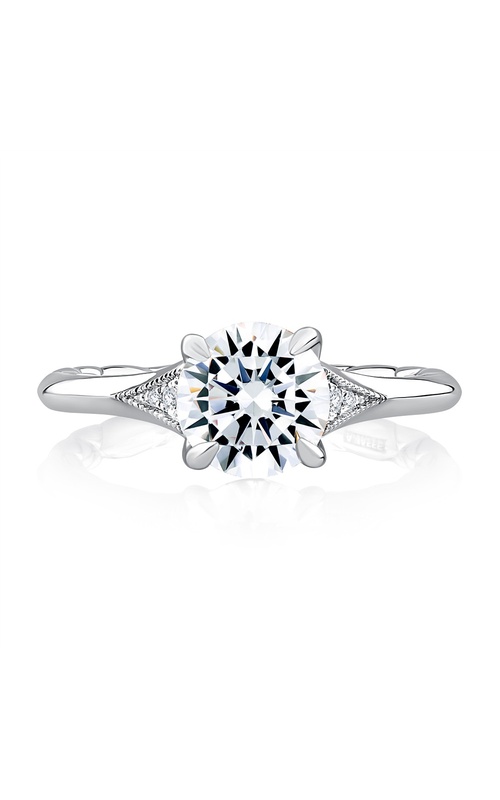 A Jaffe Solitaire Style Engagement Ring with Diamond Accented Sides