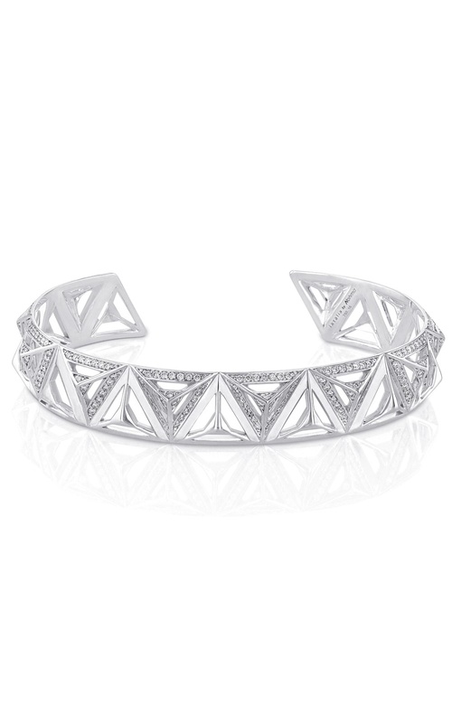 Natalia By Nohma Polished and Pave Diamond 2-D Triangular Shape Bangle .96cttw