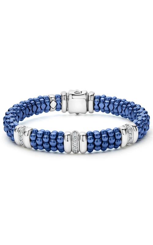 Lagos Blue Caviar 9mm Ultramarine Ceramic Rope Bracelet with Diamond Bar Accents