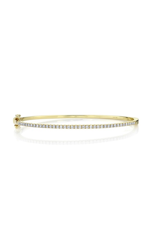 Shy Creation 14K Yellow Gold Prong-Set Round Diamond Bangle with Double Safety Clasp (0.62cttw)