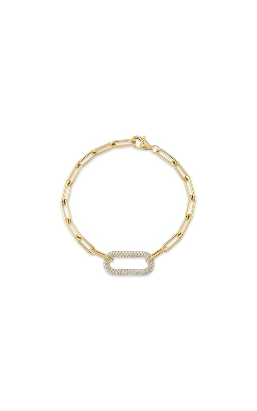 Shy Creation 14K Yellow Gold Pav Diamond Paperclip Link Bracelet (0.55cttw, 7)
