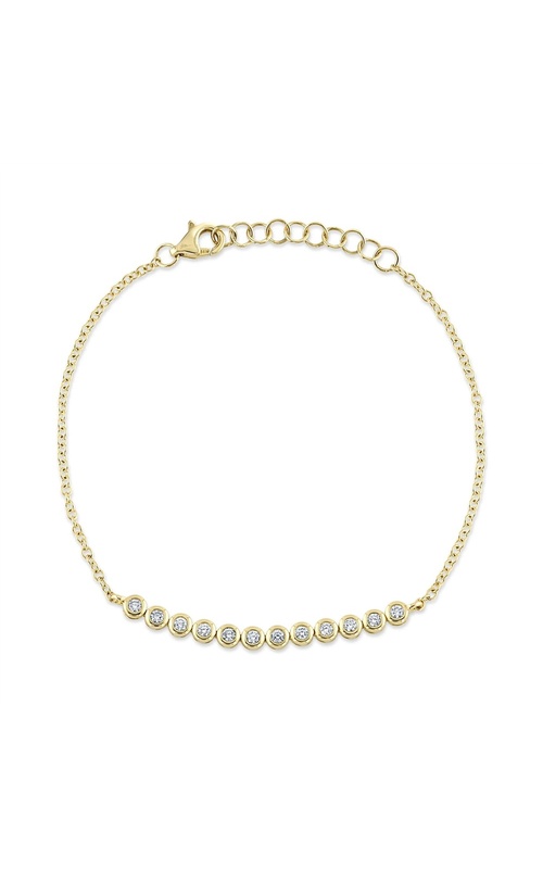 Shy Creation 14K Yellow Gold 12-Stone Bezel-Set Diamond Cable Chain Bracelet (0.26cttw)