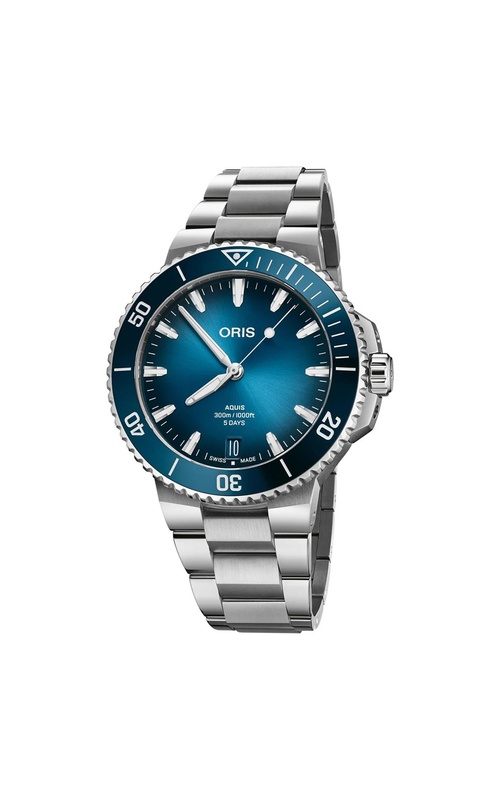 Oris Aquis Date Calibre 400 43.5mm Blue Dial White Ceramic Bezel Stainless Steel Bracelet