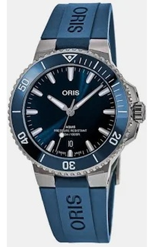 Oris Aquis Date 43.5mm Blue Dial Blue Rubber Strap