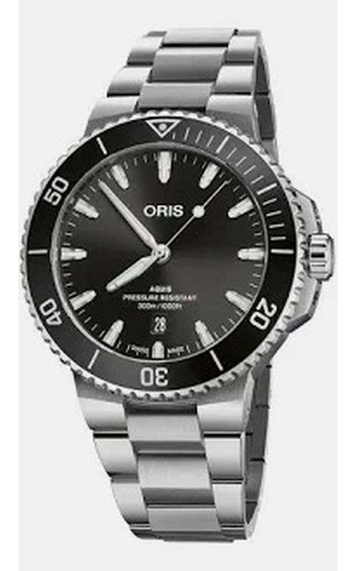 Oris Aquis Date 43.5mm Black Dial White Ceramic Bezel Stainless Steel Bracelet