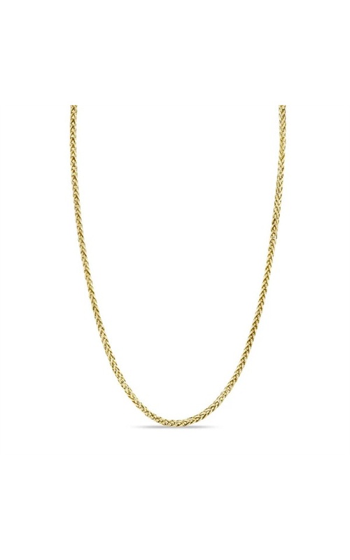 2.5mm Wheat Chain Necklace 22 | Pave Diamond Accent Lock 0.06cttw