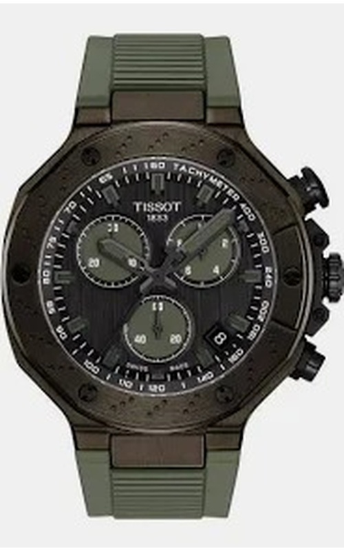Tissot T-Race Quartz Chronograph Dark Gray Dial Green Silicone Strap