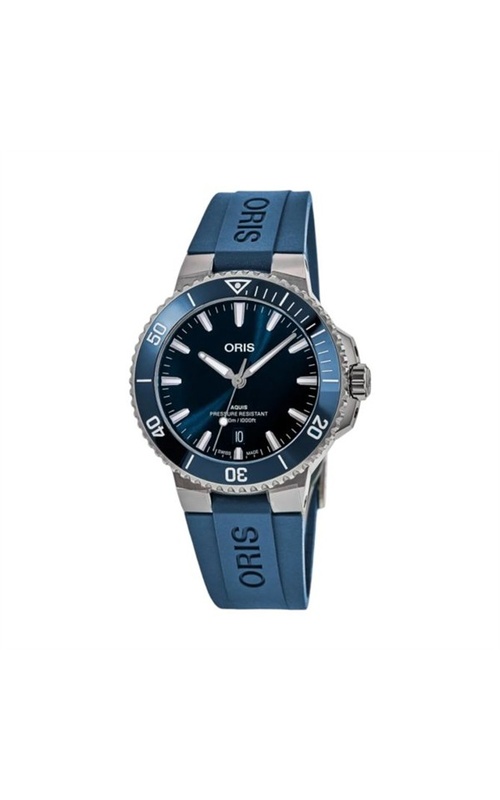 Oris Aquis Date 41.5mm Blue Dial Watch | Rubber Strap Automatic Dive Watch