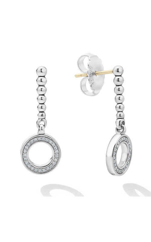 Lagos Caviar Spark Collection Caviar Bead and Pave Diamond Circle Drop Earrings