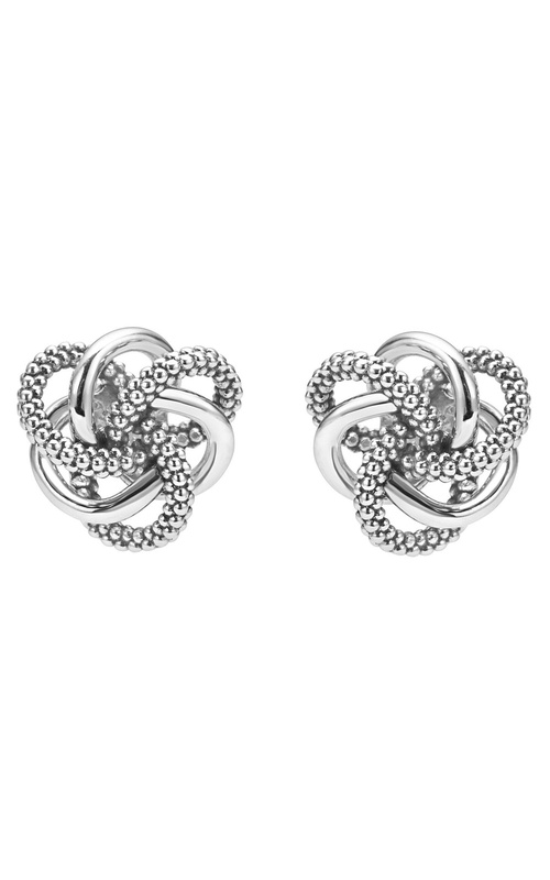 Lagos 10mm Love Knot Collection Polished and Beaded Stud Earrings