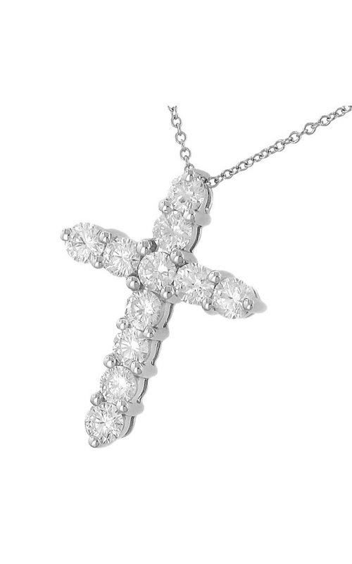 11 Stone Round Shared prong Set Diamond Cross Pendant