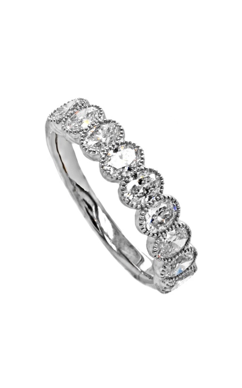 9 Stone Bezel Set Fluted Oval Diamond Band with Milgrain Trim