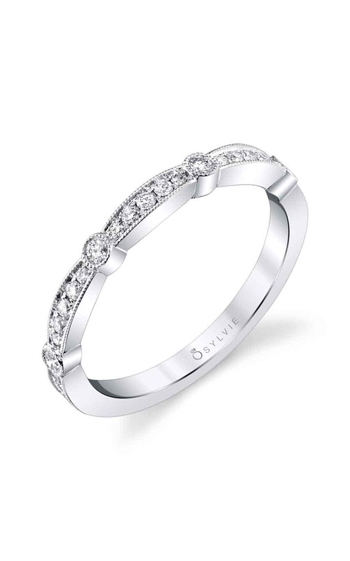 Sylvie Avery Collection Bezel and Bead Set Diamond Stackable Band