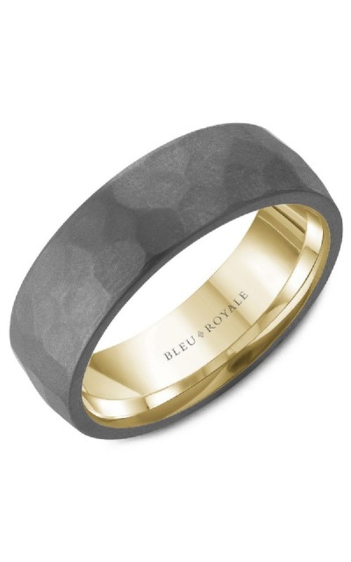 Bleu Royale Collection 7mm Wedding Band with Frosted Hammered Top