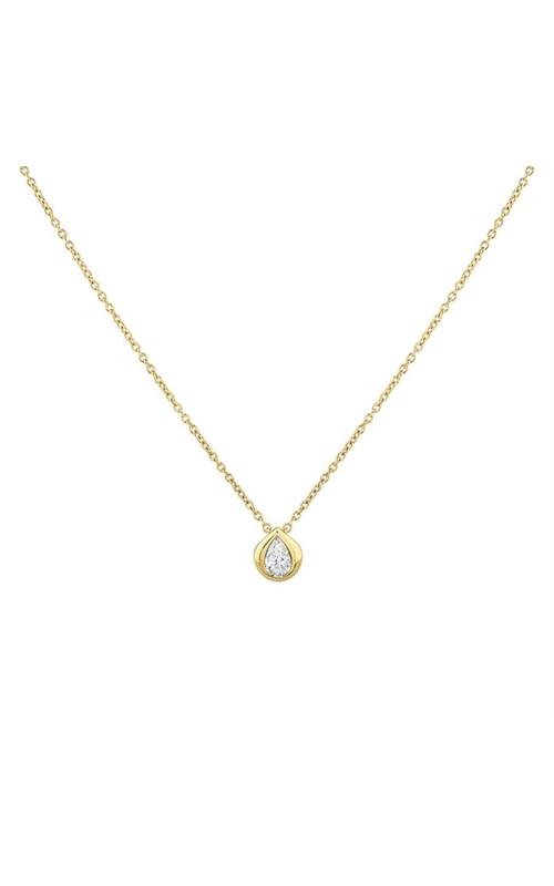 Shell Bezel Pear Diamond Necklace