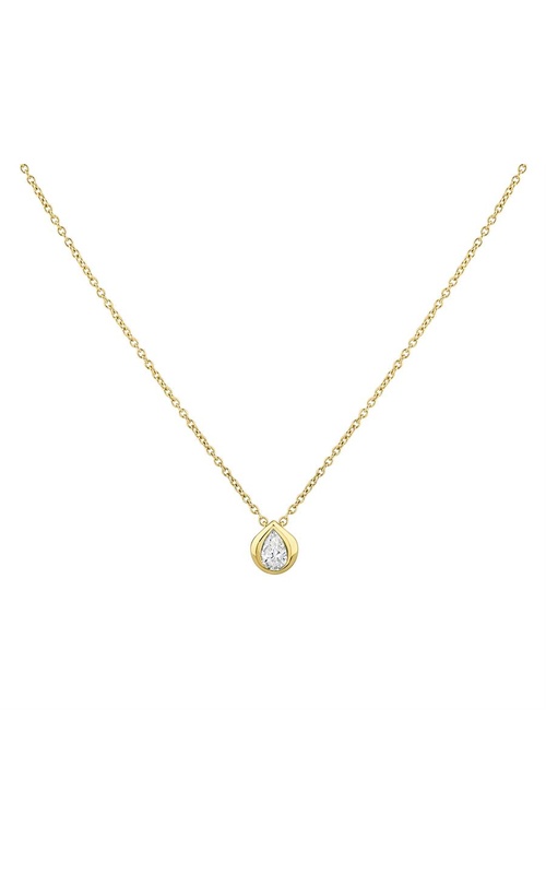 Shell Bezel Pear Diamond Necklace