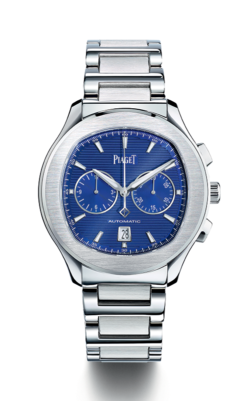 Piaget  Stainless Steel 42 Blue Dial Stainless Steel Strap