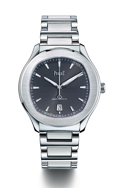Piaget  Stainless Steel 42 Black Dial Stainless Steel Strap