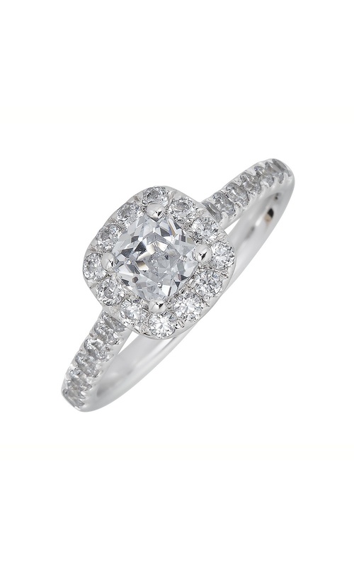 1.00CTW 14KW CUSHION HALO ENG RING