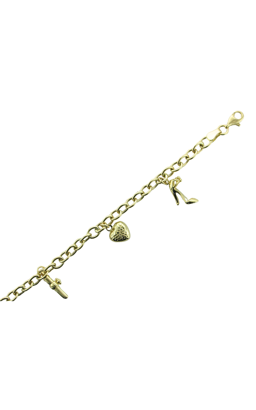 7.5 HEART/PURSE/SHOE/LIPSTICK 14KY BRACELET