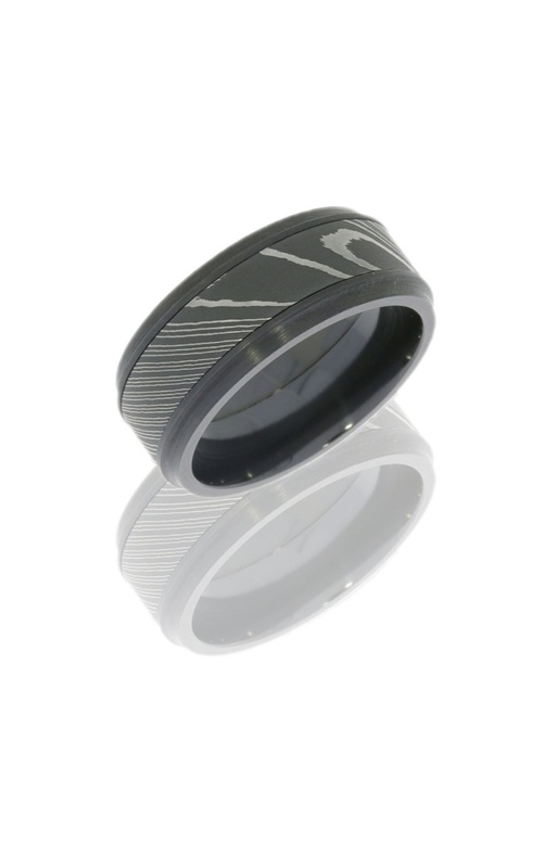8MM BLK ZIR WITH DAMASCUS INLAY