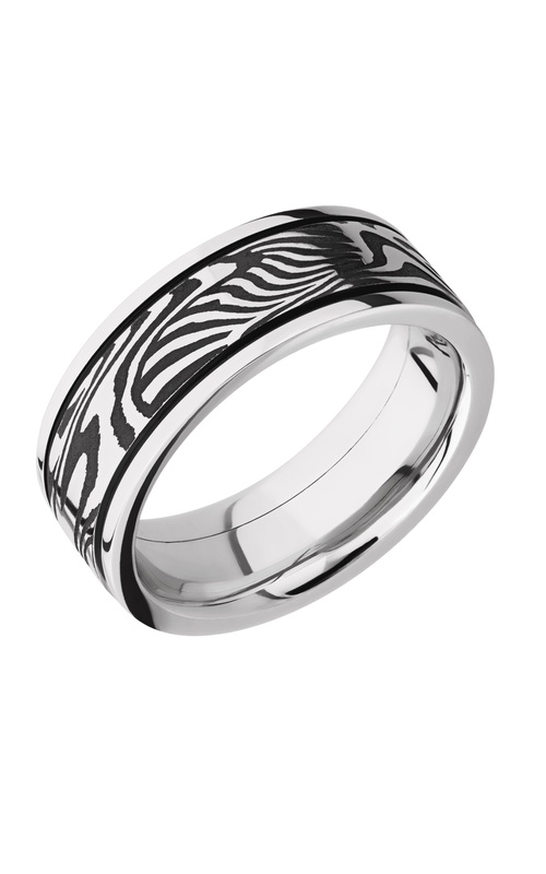 8MM COBALT CHROME W/5MM DAMASCUS INLAY BAND