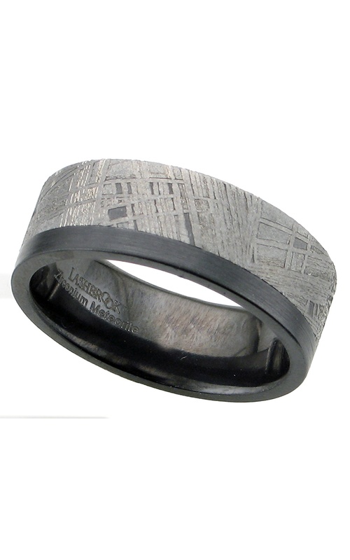 8MM BLK ZIRCONIUM W/6MM METEORITE INLAY BAND