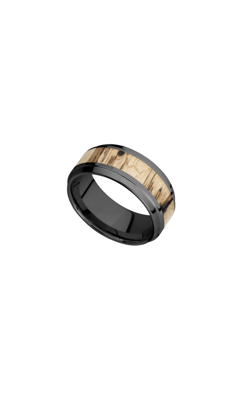 9MM BLK ZIRC W/5MM SPALTED TAMARIND INLAY BAND