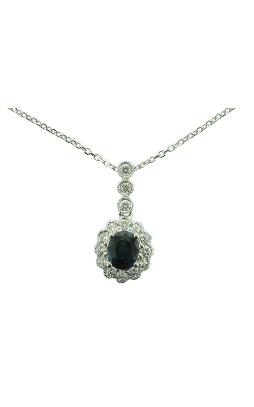 14KW B/SAPP & DIA NECKLACE