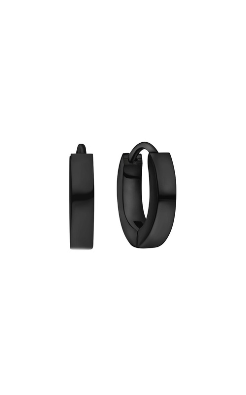 BLK STAINLESS HUGGIE EARRINGS