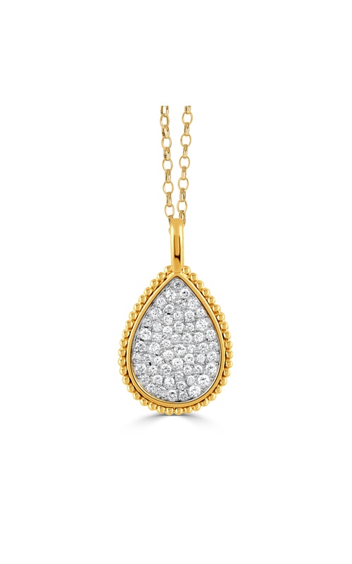 18KTT 57=.62CTW SIGH PEAR PENDANT W/OVAL CHAIN
