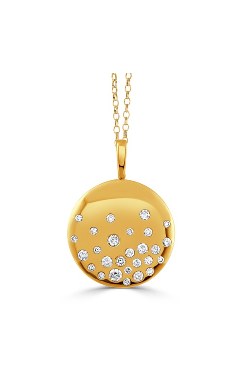 18KY CIRCLE PENDANT 27=0.50CTW