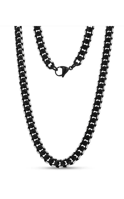 7MM TWO TONE CUBAN LINK NECKLACE - BLACK