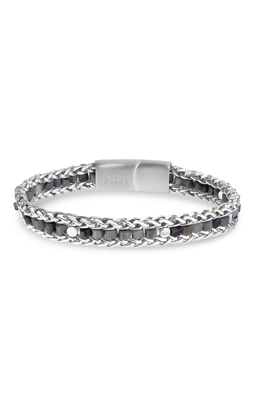 WHEAT LINK BEAD BRACELET (BLK LABRADORITE)