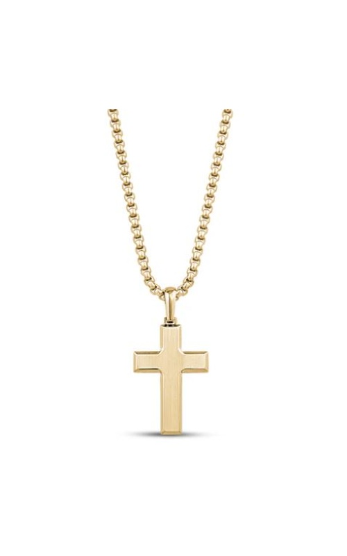 BEVELED EDGE GOLD CROSS PENDANT 24