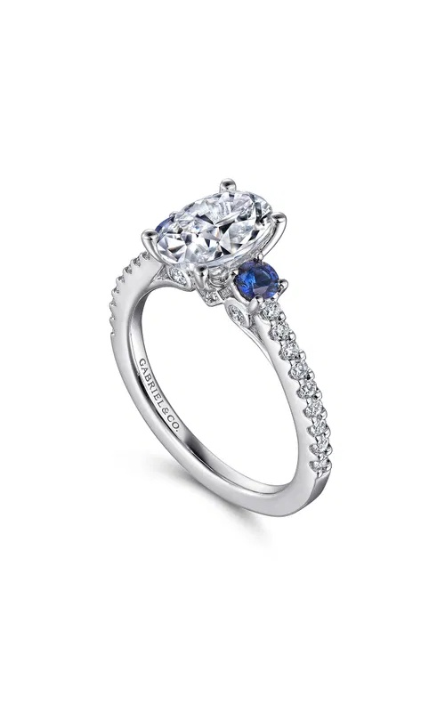 SAPPHIRE AND DIAMOND 3-STONE SEMI MOUNT