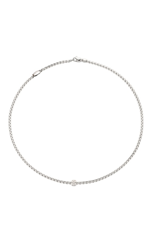 FOPE MESH NECKLACE WITH PAVE DIAMOND SLIDE RONDEL