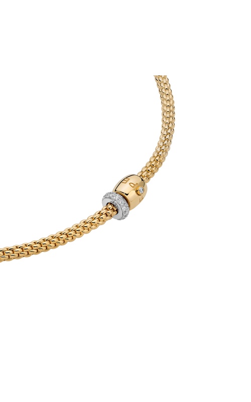 FOPE MESH NECKLACE WITH FIXED DIAMOND RONDEL STATION