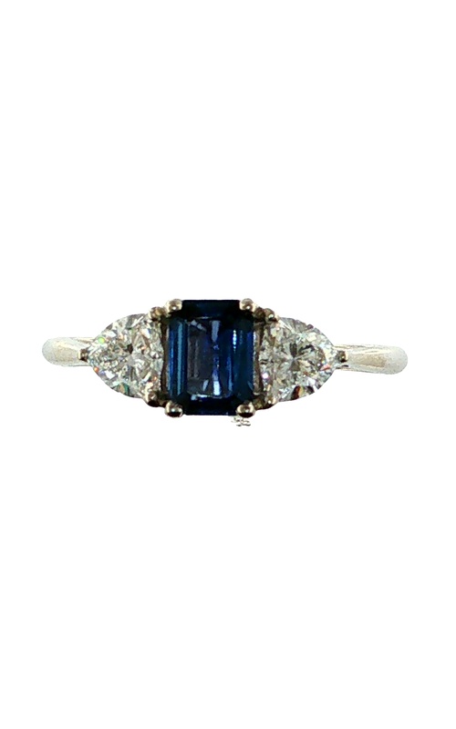 YOGO SAPPHIRE AND LAB GROWN DIAMOND 3-STONE RING