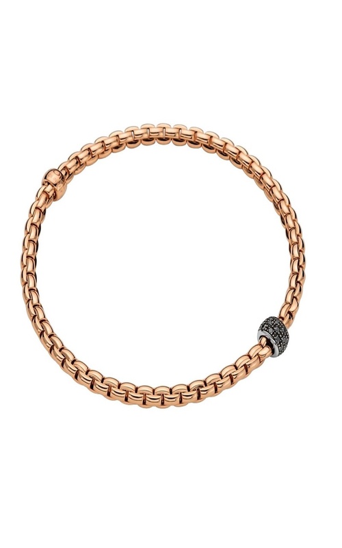 FOPE FLEX'IT BRACELET WITH PAVE BLACK DIAMOND RONDEL