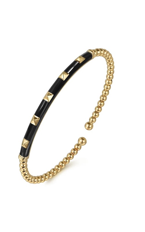 BLACK ENAMEL BAR STATION BANGLE BRACELET